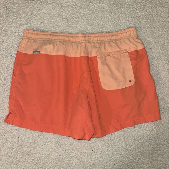 Columbia Lightweight Baggy Hiking Shorts Coral Color Block Large EUC - Picture 6 of 8